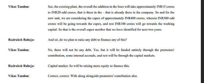 capex breakup= how to raise money