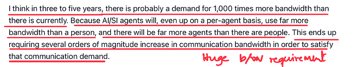 I think in three to five years, there is probably a demand for 1,000 times more bandwidth than