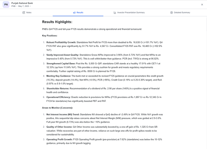 pnb result highlight